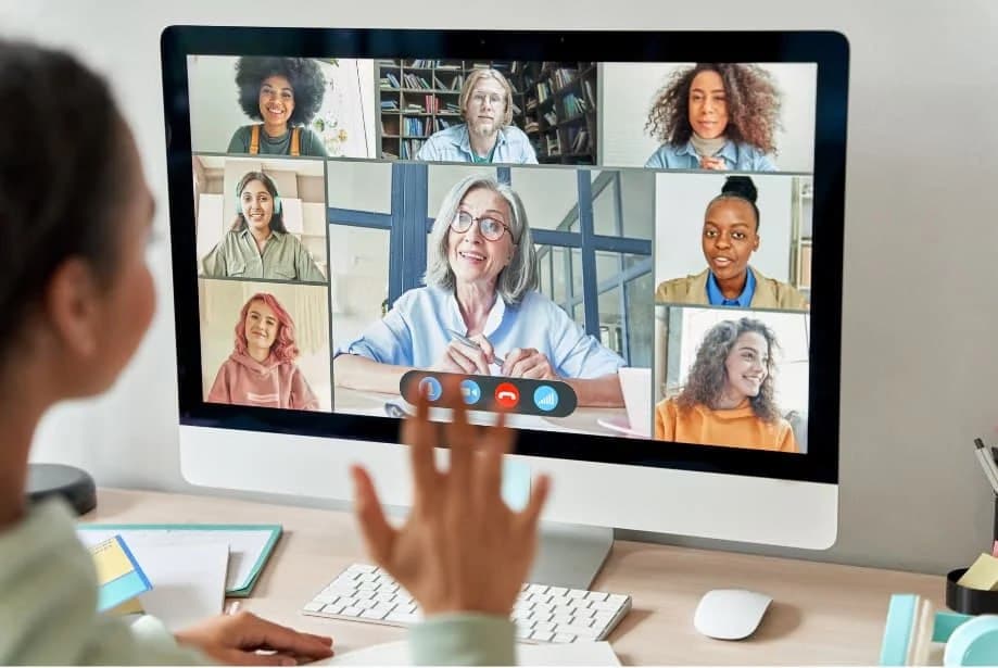 Adult English learner during an online session